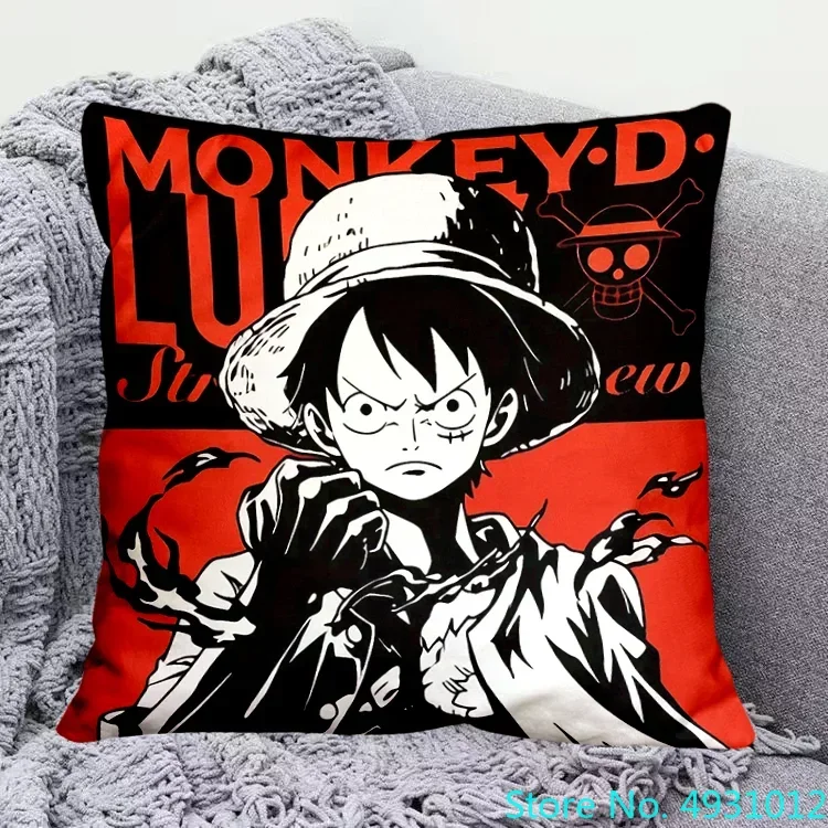 45X45cm Anime Oil painting One Piece Luffy ZanZoro Nami Pillow Cushion Cover Cute Home Sofa Office Nap Pillowcase Gift