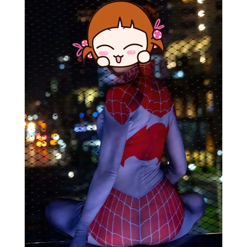 AD1 Women MJ Spider Cosplay Costume Adults Kids Girls Women Superhero Zentai Halloween Bodysuit Party Jumpsuit5@rD~