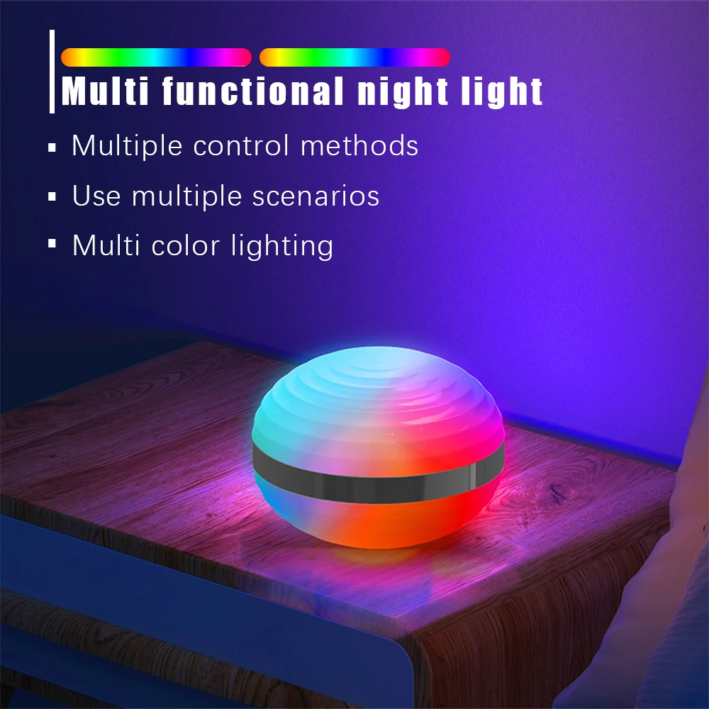 Veilleuse Bluetooth avec musique RVB, lampe de chevet arc-en-ciel, veilleuse LED pour enfants, salon, chambre à coucher, bureau, lumière ambiante