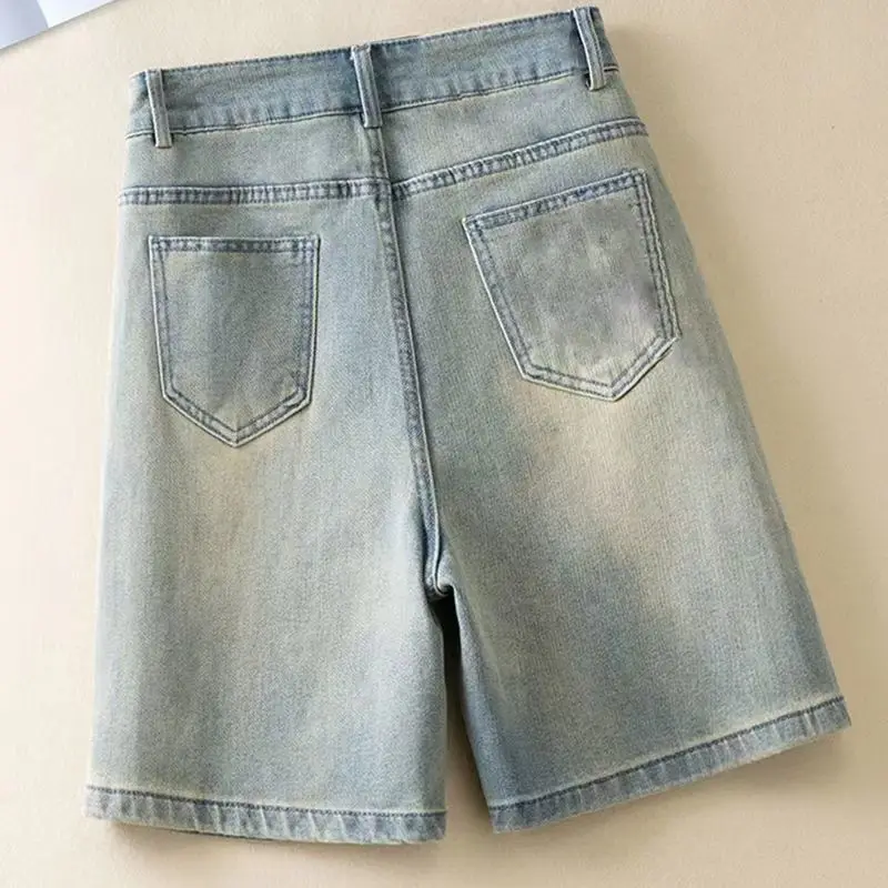 

Retro Denim Shorts Women's Summer High-Waist Embroidered National Style Casual Five-Minute Pants TT1560