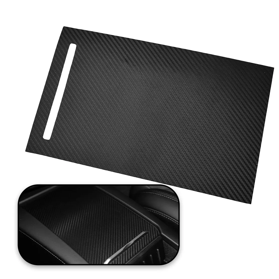 Vinyl Center Console Armrest Box Panel Sticker Cover Black Carbon Fiber Style Fit for Tesla Model S X 2012-2018 2019 2020 2021