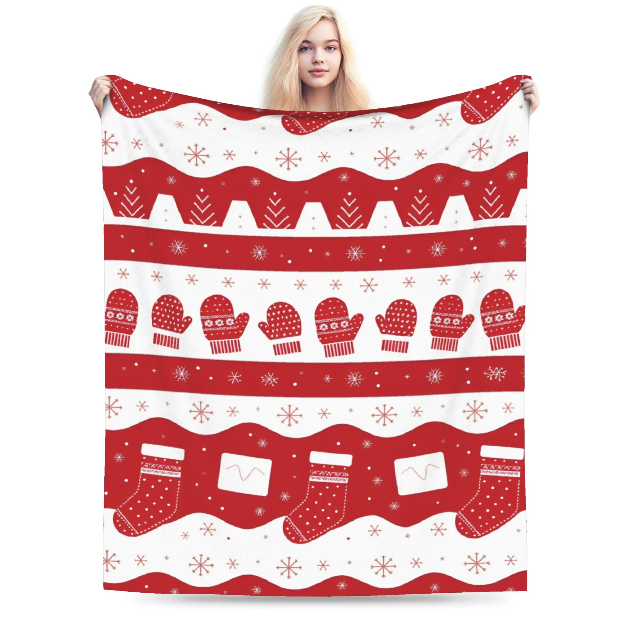 New Arrival winter snowflakes christmas santa claus checkered snow Blanket Ultra-Soft Flannel Comfortable Throw Blankets Machine