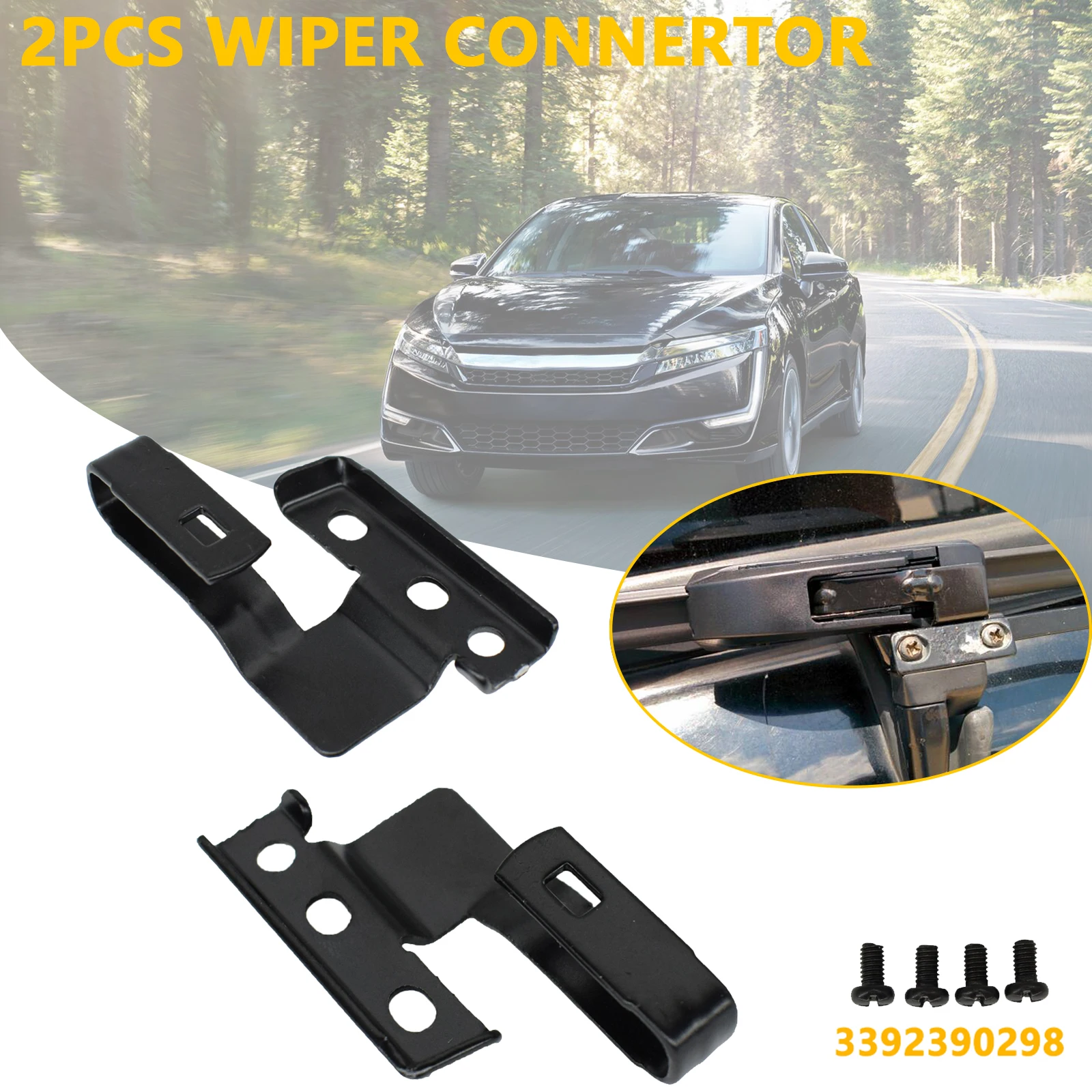 2x Universal Car Front Windshield Wiper Blade Arm Adapter Mounting Kit 3392390298 Windshield Wiper Adapters Screws Accessories