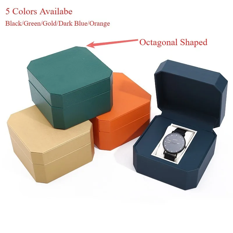 Vintage PU Leather Watch Box Octagonal Arc Shaped Watch Storage Case Stylish Display Organizer for Men Women Watch Gift Box