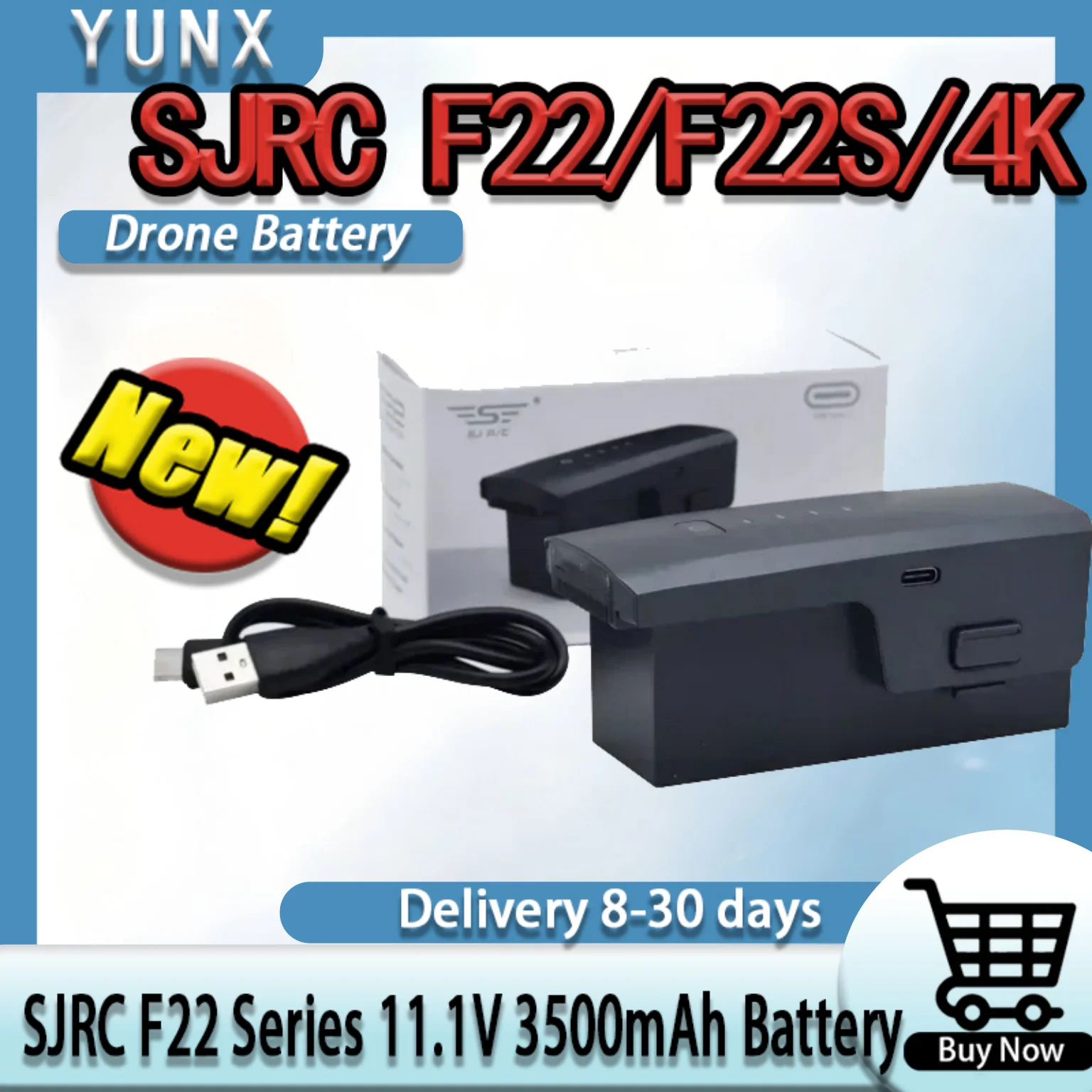 YUNX 11.1V 3500mAh Battery for SJRC F22 F22S 4K pro Drone with Essential Accessories Extended Flight Time Drone Batteries