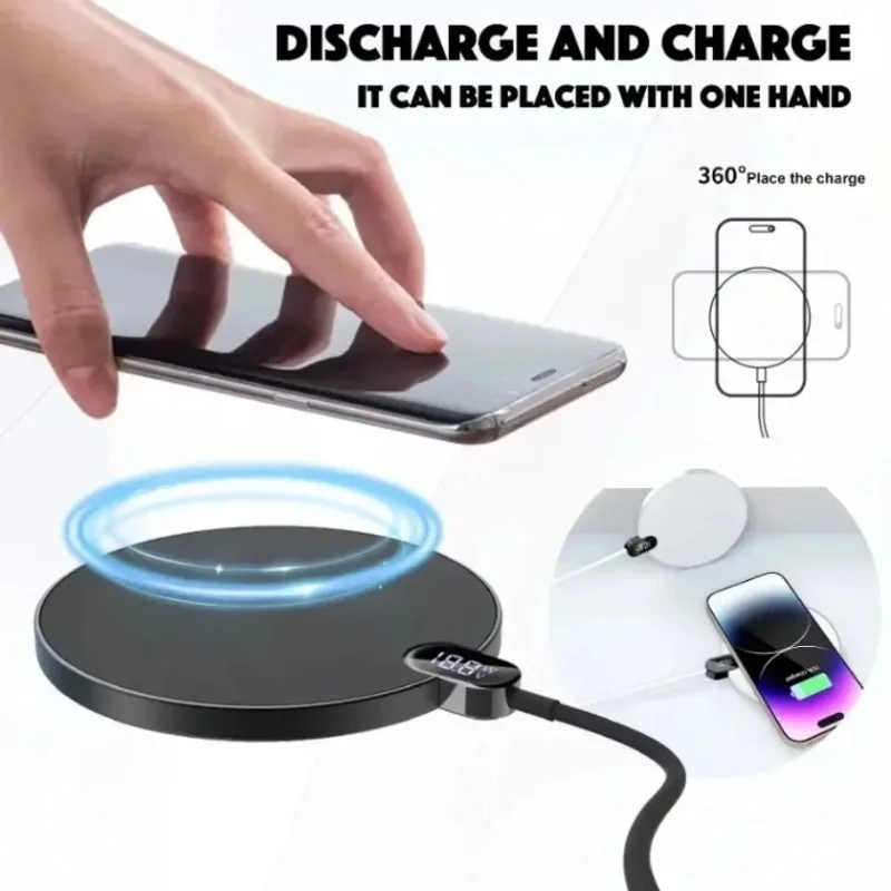 

Беспроводная зарядная станция с LED-дисплеем 15 Вт для быстрой зарядки телефонов iPhone 17, 16, 15, 14, XS, Samsung, Xiaomi, AirPods