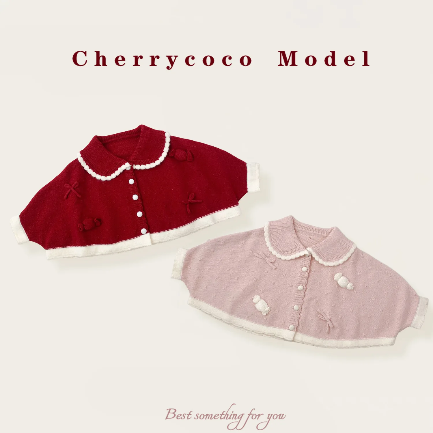 Girls' Knitted Cloak 2025 Autumn/Winter New Collection Sweet Princess Cute Woolen Coat for Baby Girls