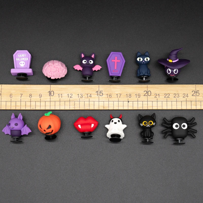 1/15 قطعة ثلاثية الأبعاد حفلة الهالوين الرهيبة إكسسوارات الأحذية القط الأسود شبح الساحرة حذاء السحر امرأة الرجال الاطفال دبابيس مشبك الزينة