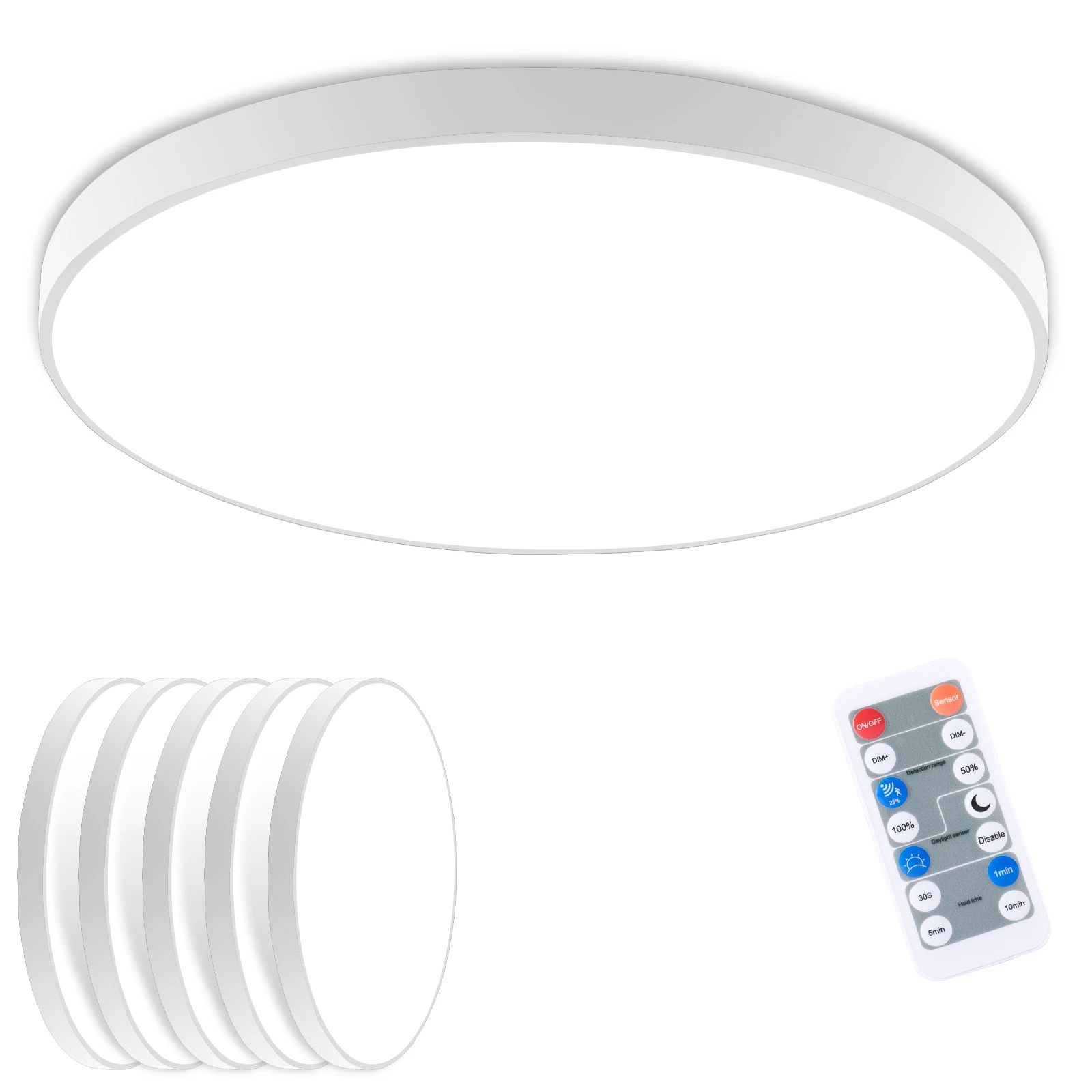 5 Stück Radar-Sensor LED-Deckenleuchte 18W 1800LM 4000K IP54 23cm Aufputz-Deckenlampe mit Fernbedienung für Flur, Treppenhaus, Garage, Beleuchtung im Halleingang