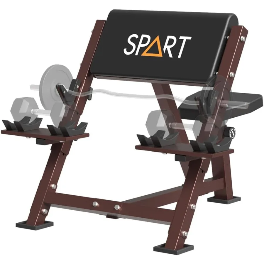 مقعد تجعيد الواعظ مع شريط تجعيد EZ ومجموعة أطباق وزن 90 رطل، ذراع جالس معزول، دمبل الحديد، محطة العضلة ذات الرأسين، حليقة ذات الرأسين #1