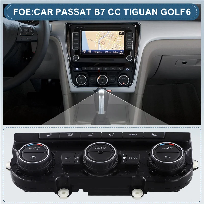 AA60-For VW PQ 35 Tiguan Golf MK6 Climatronic لوحة تحكم تكييف الهواء التبديل مقعد التيار المتناوب التدفئة 5ND907044C
