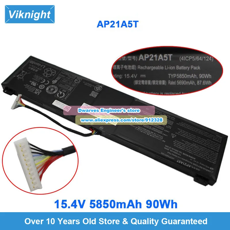 Genuine AP21A5T Battery AP21A7T AP21A8T for Acer Nitro 16 AN16-41 AN16-51 17 AN17-51 5 AN517-55 Predator Helios 16 PH16-71 300
