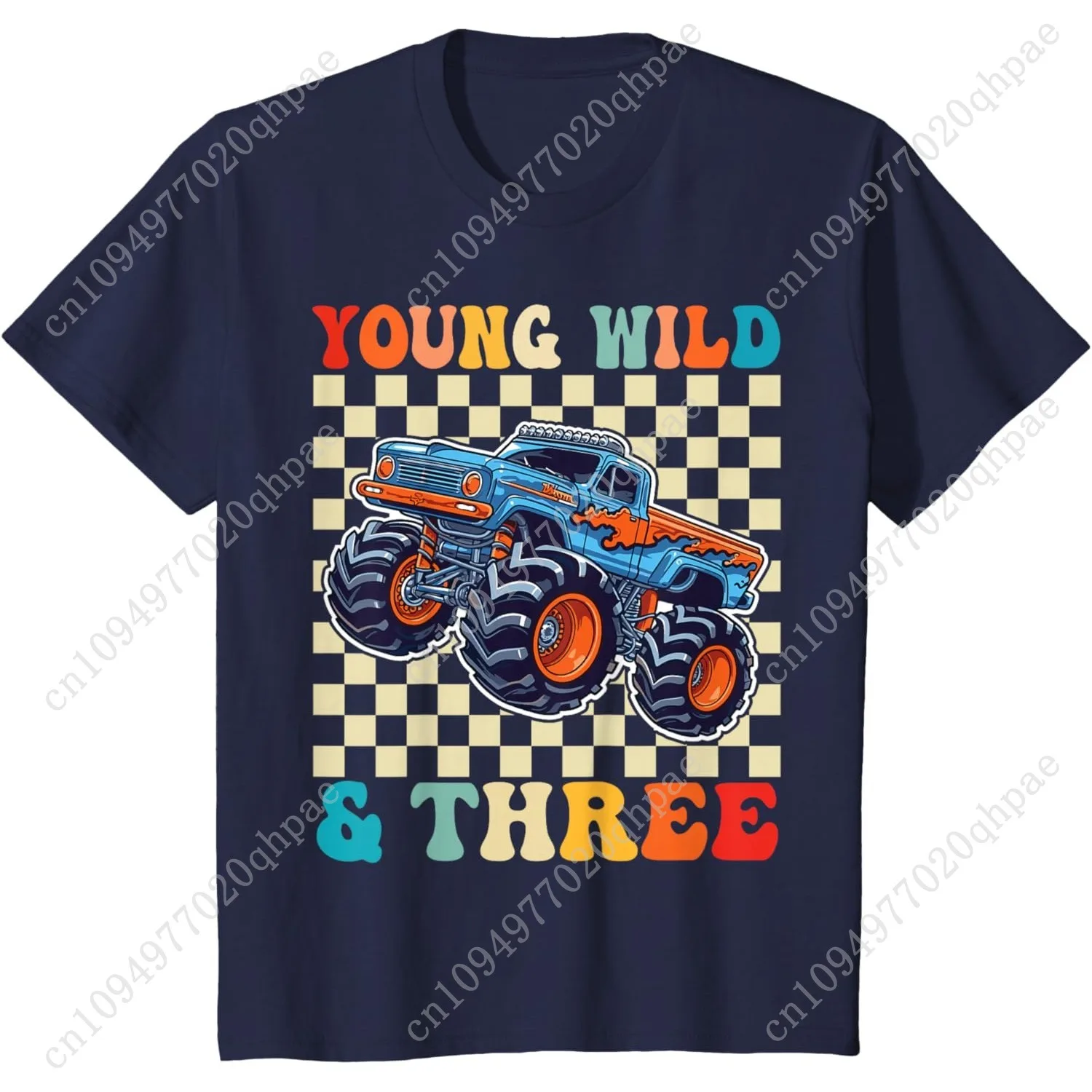 T-shirt per il 3° compleanno del Monster Truck Young Wild e tre anni