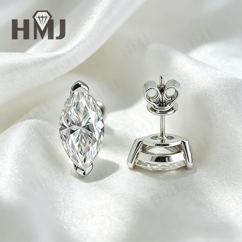 

Moissanite Marquise Cut Earrings 0.6ct/1ct/2ct D Color 925 Sterling Silver Anniversary Mother's Day Gift for Women Daily Wear
