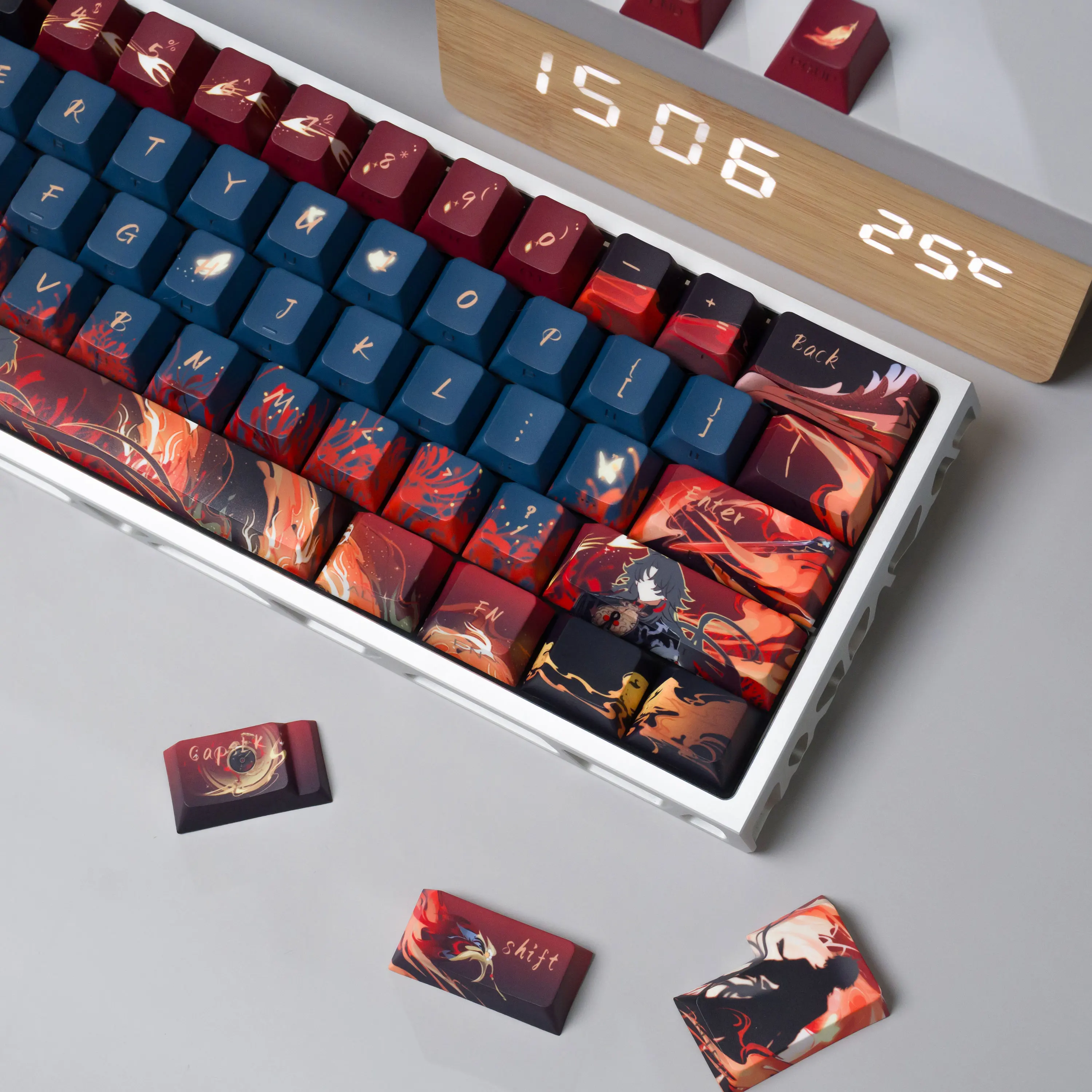 122 KeysBlade Keycaps Cute ‌Honkai: Star Rail スターレイル Keycap PBT DYE-Sub Moa Cherry Profile Key Cap for Made68 Mad68 Wooting 60