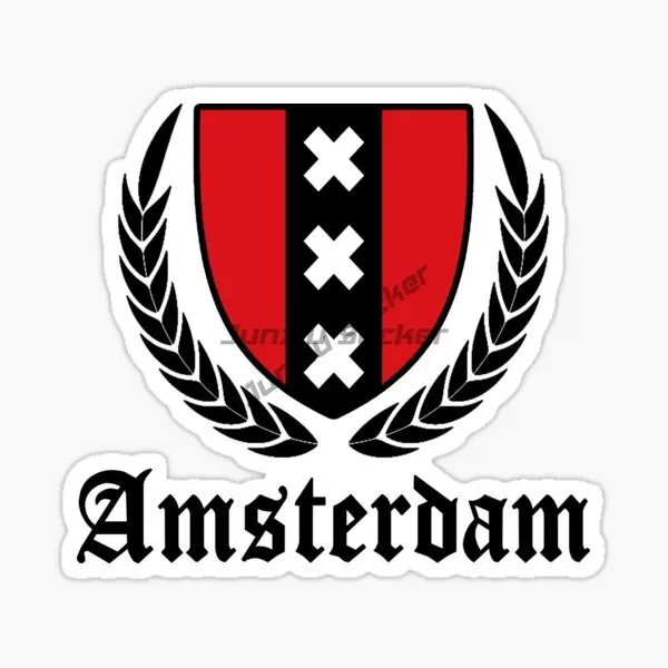 أمستردام العلم الوطني وشعار الفينيل ذاتية اللصق ملصق سيارة مقاوم للماء سيارة ملصق لاصق لامع ورائع اكسسوارات السيارات KK10cm