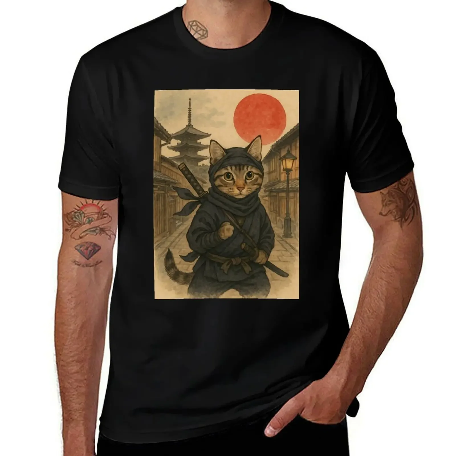 

Ninja Cat: Silent Paws of Kyoto T-Shirt korean fashion luxury t-shirt cute clothes vintage t shirts men clothing
