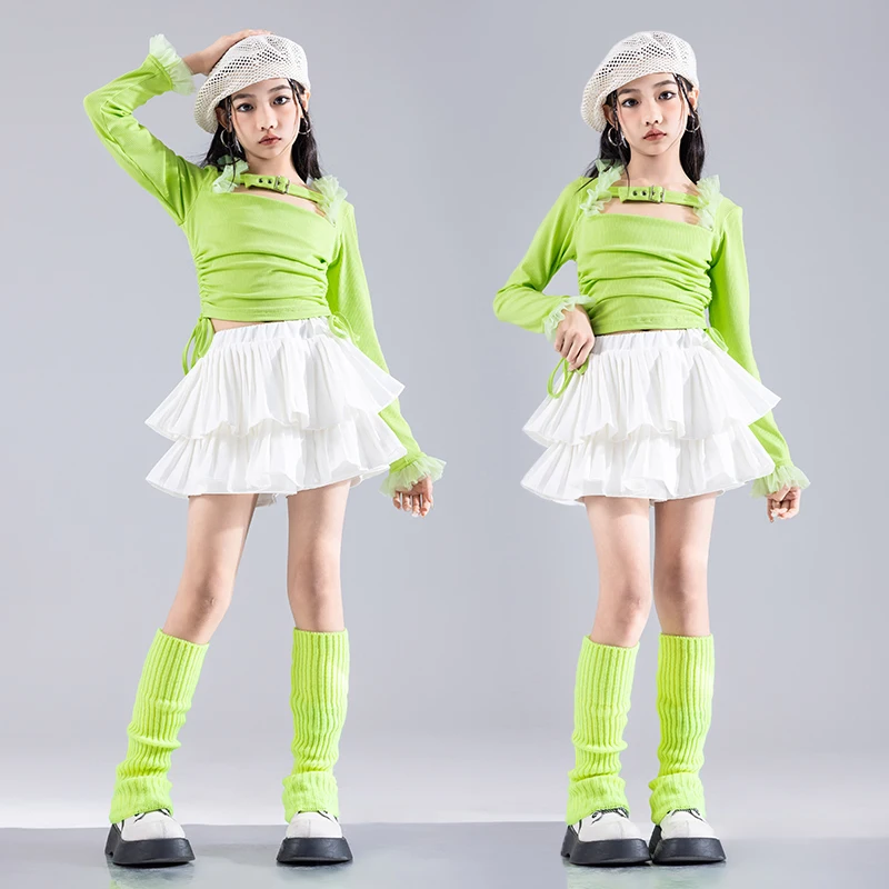 Hip Hop Mädchen K-pop Crop Top Street Dance Cargo Hosen Tiered Röcke Kinder Streetwear Kind Jazz Kostüme Cheerleader kleidung Sets