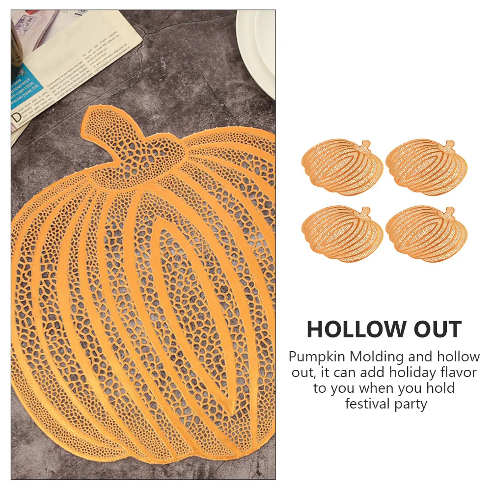 

4Pcs Pumpkin Placemats Hollow Design Fall Table Mats Thanksgiving Festival Decor Tableware Pads Pumpkin Placemats