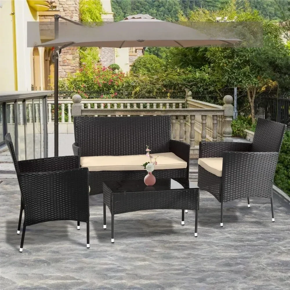 Garden Sofas, Patio Furniture Outdoor Rattan Chair Wicker Sofa Garden Conversation Bistro Sets for Yard, Garden Sofas