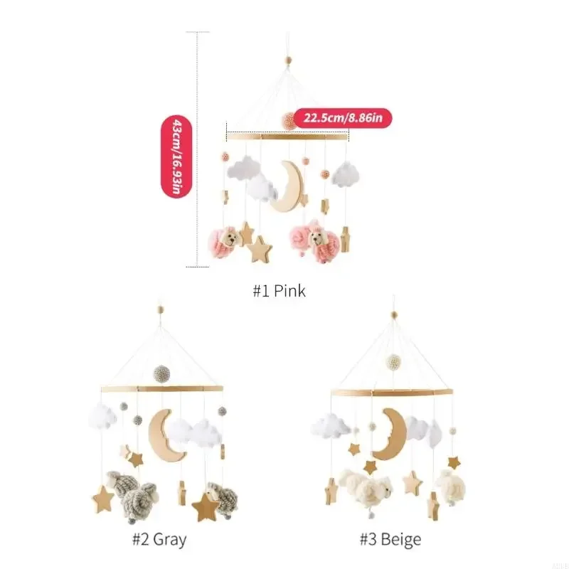 สไตล์นอร์ดิกไม้ Star Moon Sheep Mobile ติดตั้งง่ายเนอสเซอรี่ Decors สำหรับทารกแรกเกิดความปลอดภัย 15UB