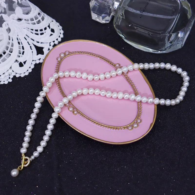 

Женское ожерелье Zhuji с пресноводным жемчугом, универсальная цепочка на ключицу, оптовая продажа, OT, застежка из рисовых бусин, модные простые ювелирные изделия, подарок