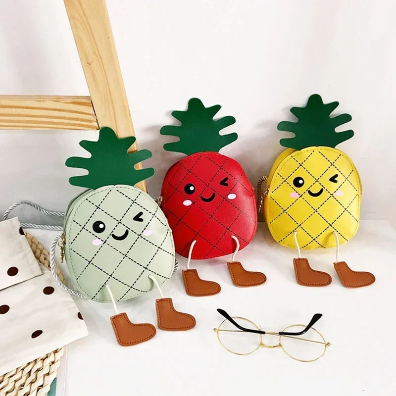 Cute Fruit Shoulder Bag Kawaii Pineapple Crossbody Bags Children Kids Fashion Coin Purse Girls Chains Purses Wallets Pocket Pack