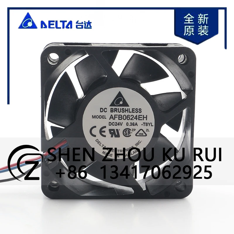 Delta 5V 12V 48V DC24V 0.36A AC EC 6025 60X60X25MM 6CM Cabinet Frequency High air Volume Ball Bearing AFB0624EH-T8YL Cooling Fan