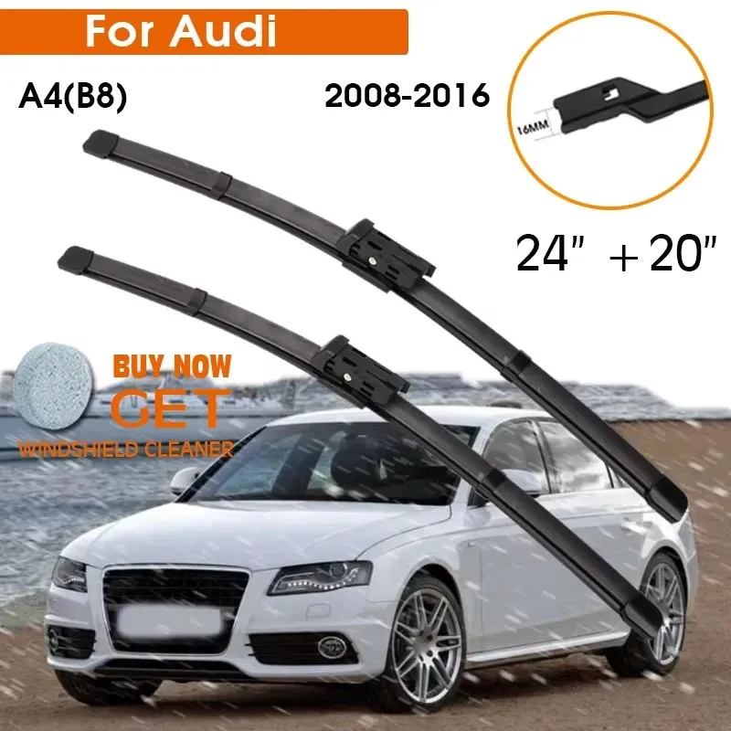 

Car Wiper Blade For Audi A4(B8) 2008-2016 Windshield Rubber Silicon Refill Front Window Wiper 24"+20" LHD RHD Auto Accessorie