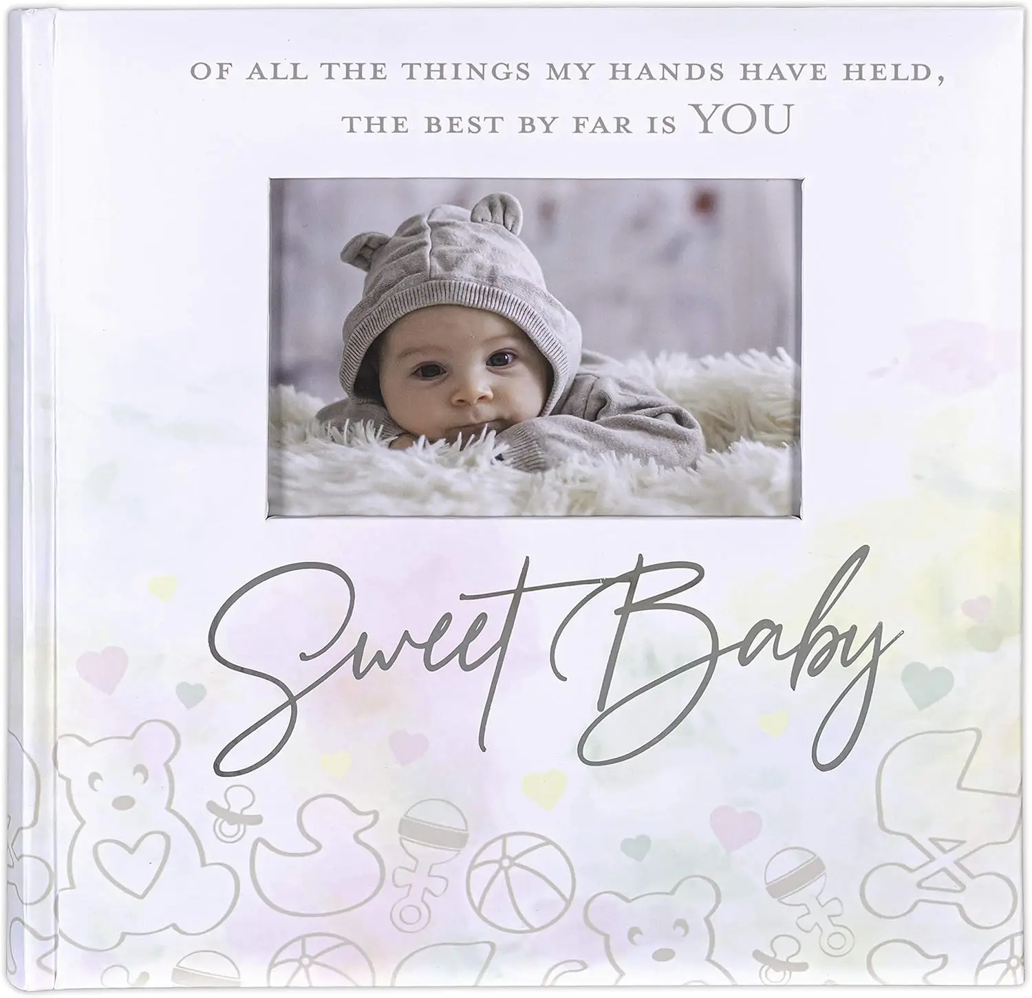 

International Designs 2 Up 4x6 Photo Album With Memo Writing Area Sweet Baby Watercolor Cover Book Bound White