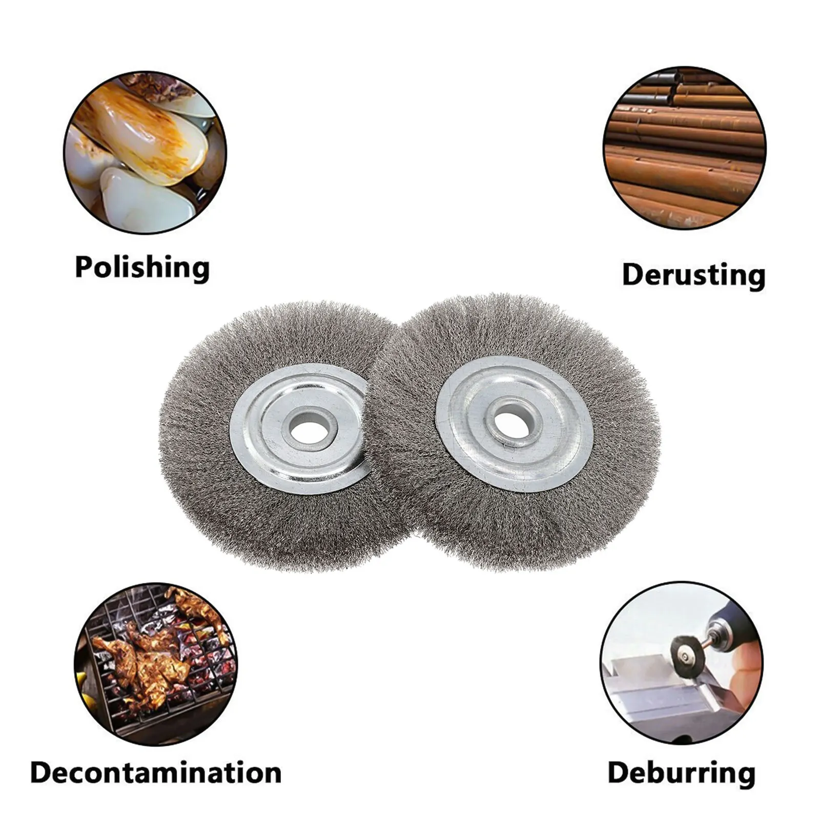 

2Pcs 5inch Crimped Stainless Steel Wire Wheel Brush Bench Grinder Abrasive 16mm Hole Grinder Abrasive Removal Tool