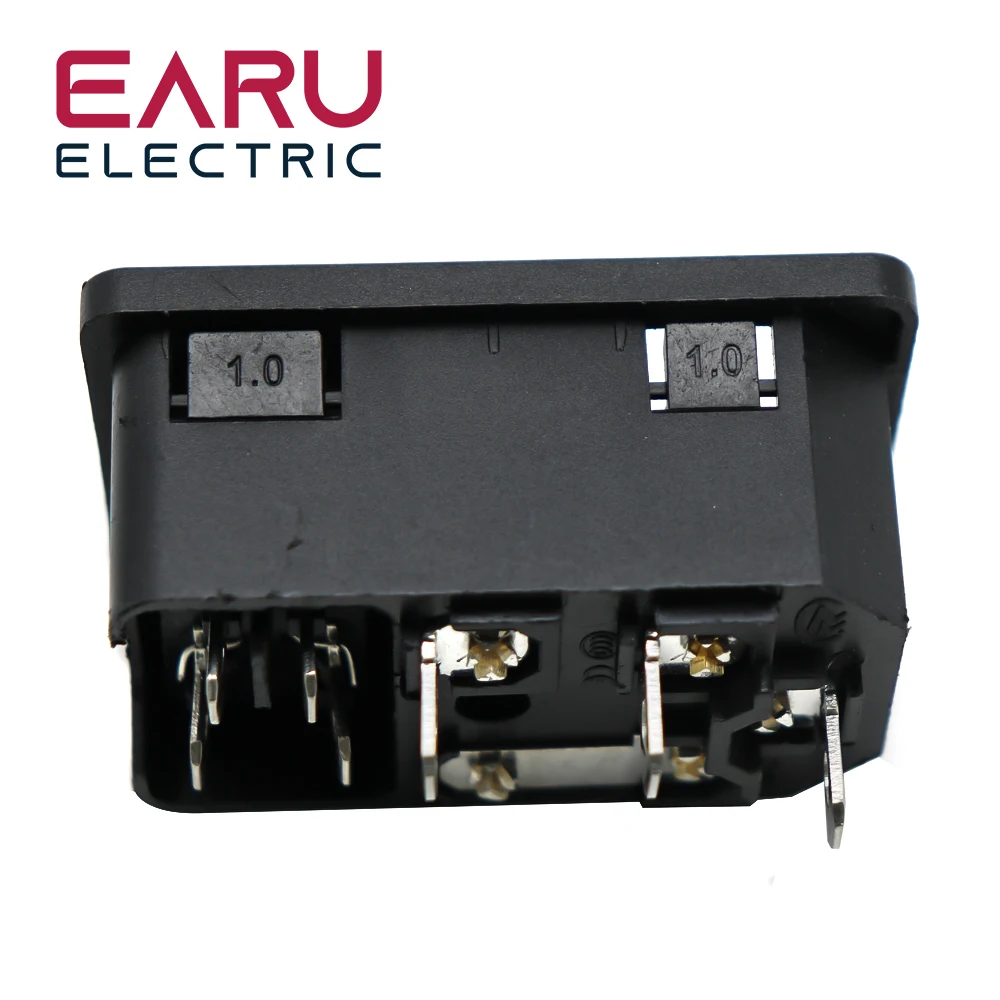 Dengan Sekring 10A! Red Rocker Switch Fused IEC320 C14 Inlet Power Socket Fuse Switch Connector Plug Connector Merah Hijau Biru Hitam