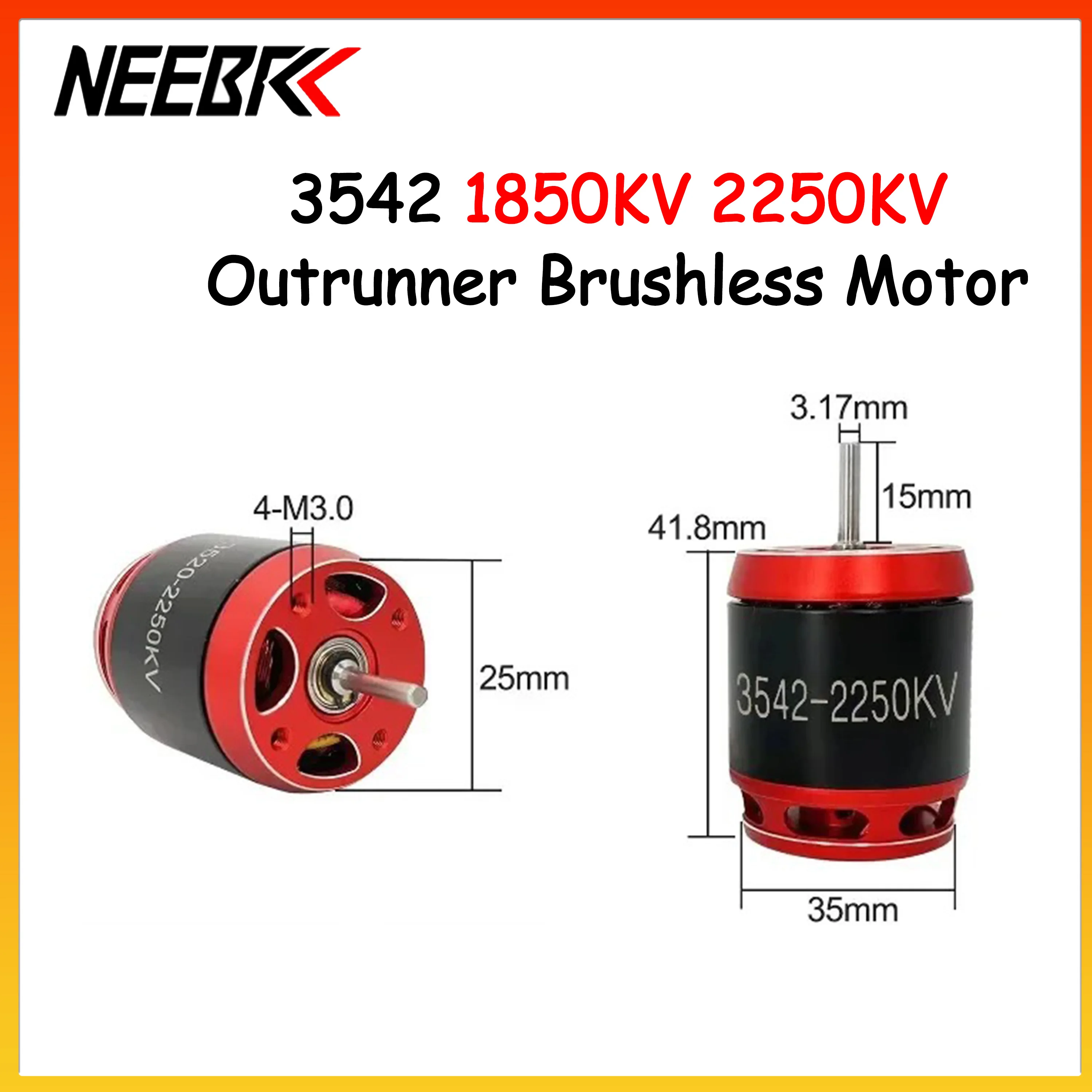 

NEEBRC 3542 Outrunner Brushless Motor 1850KV 2250KV for 1/10 1/12 RC Car Truck Crawler Toy part Axial SCX10 Wltoys Hyper Go MN