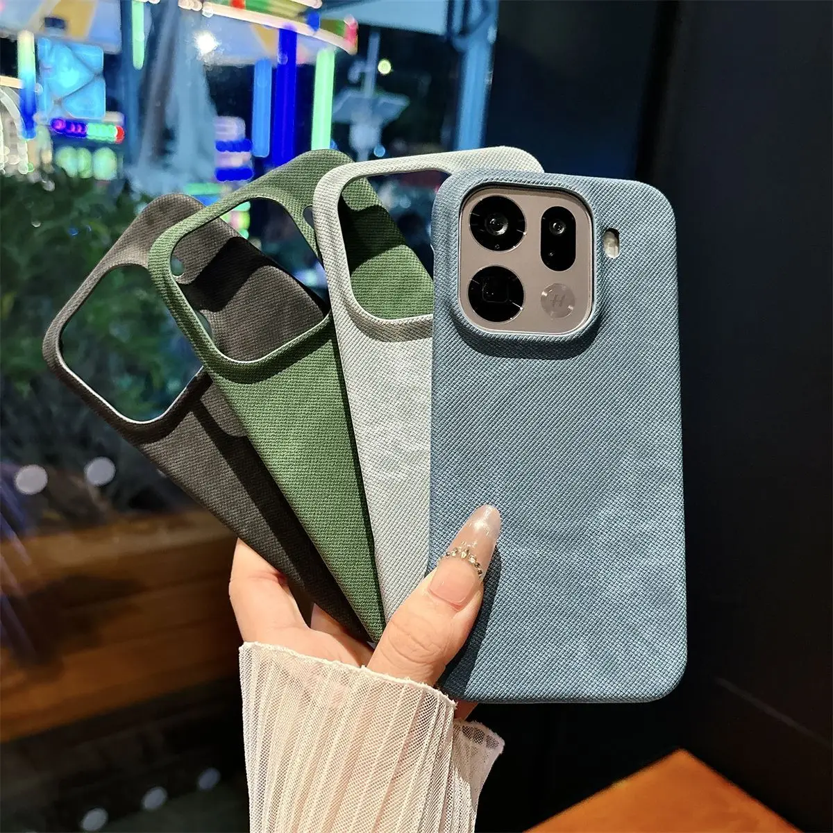 

Luxury Denim Texture Magnetic Case for OPPO Find X9 Pro - Slim Hard Half-Cover Shell with Strong Mag-Safe Ring, Anti-Fingerprint