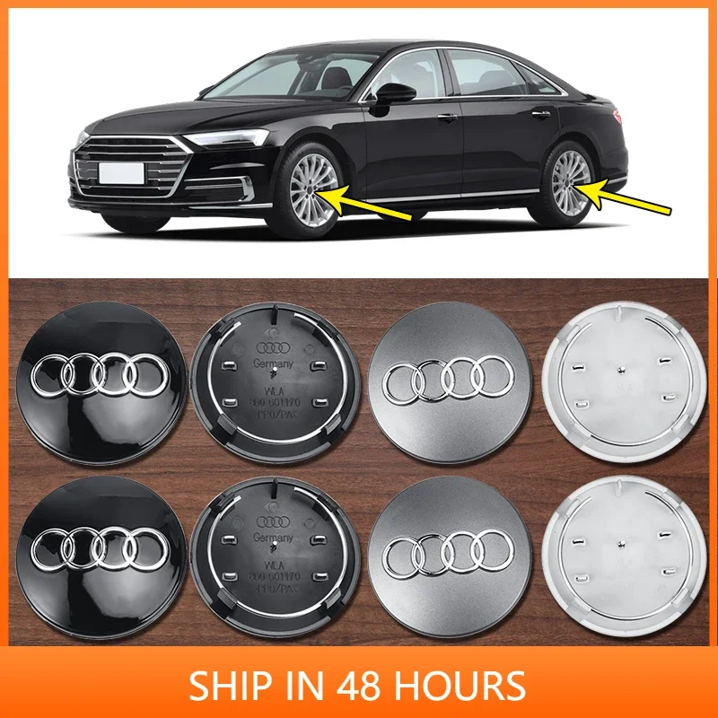

4pcs 68mm Car Styling Wheel Center Cap Hub Covers Badge 8D0601170 For Audi A1 A3 A4 A5 A6 A7 A8 S4 S6 C5 Q7 Auto Accessories