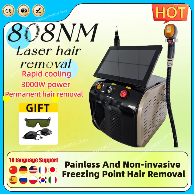 Professional 2 in 1 Diode and Nd Yag Laser 755 808 1064nm Hair Removal Machine Portable Picoseconds Laser Tattoo Remover