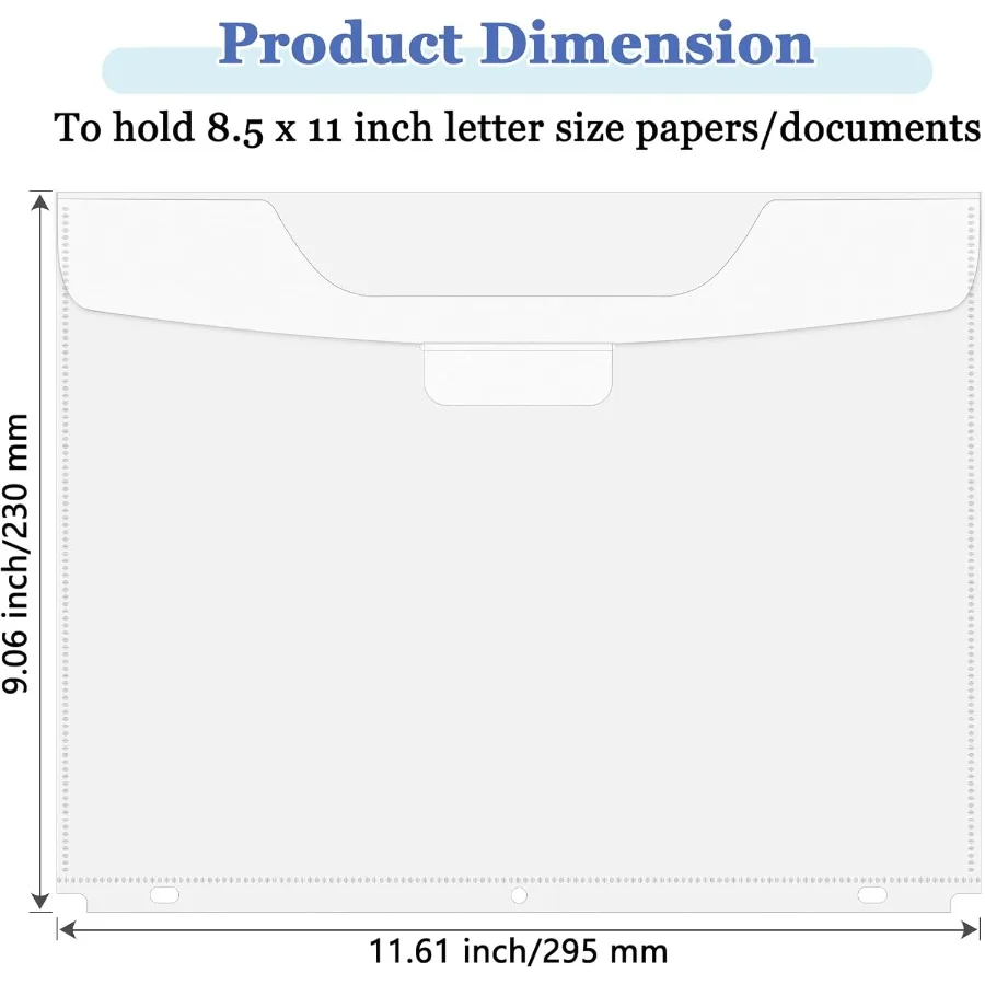 15 Pack Binder Pockets for 3 Ring Binder Organization Heavyweight Plastic Folder with SpaceSaving Closure Side Loading Letter S