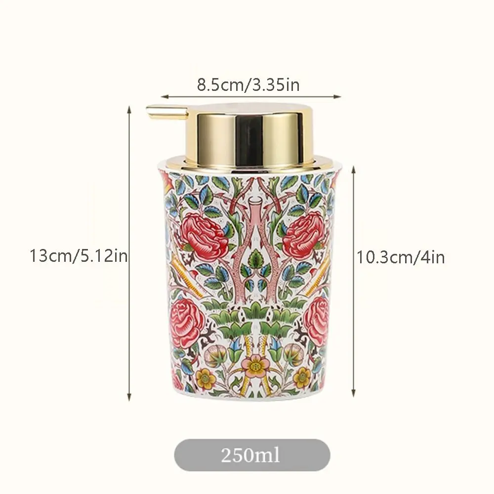 Floral Decorative Ceramic Foam Soap Dispenser Luxury Vintage Liquid Foaming Bottle Refillable 250ml Hand Soap Pump Bottle Club