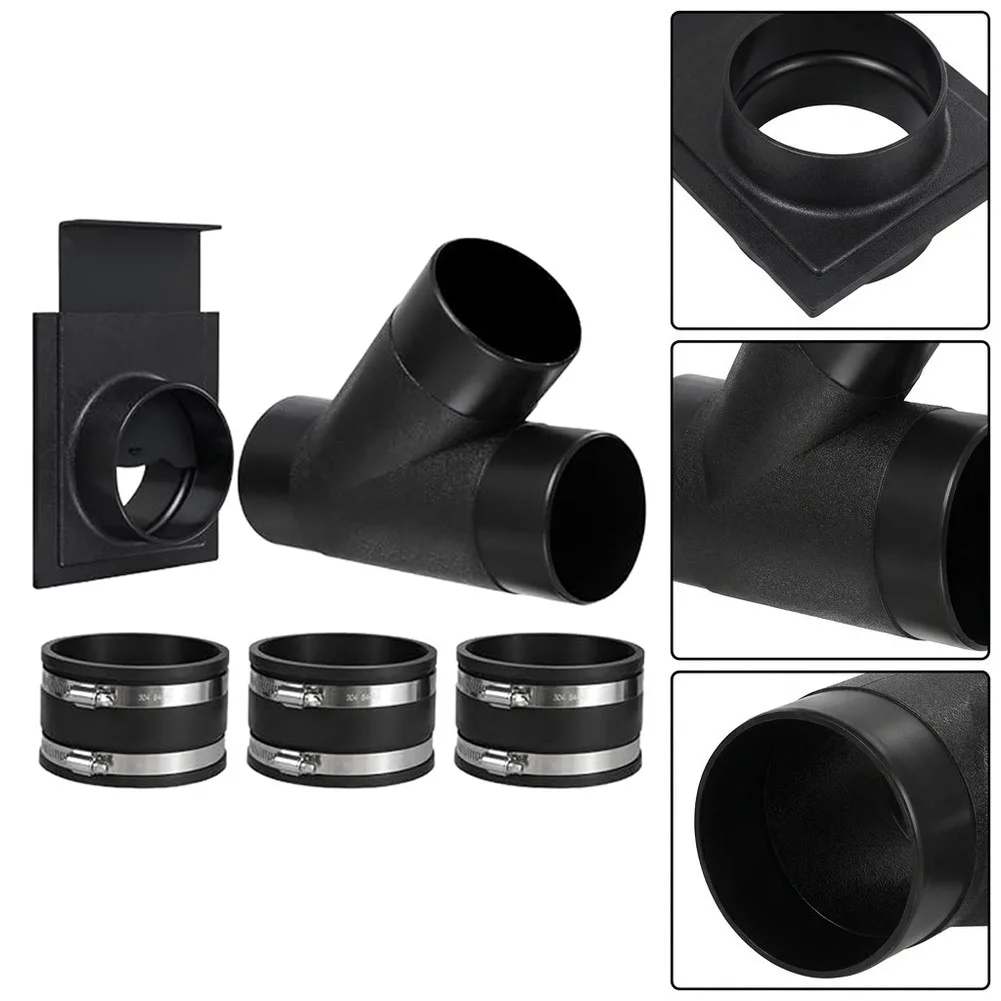 5 Piece Dust Fitting Set for Woodworking Tools Includes 4 inch Damper Reducer and Stainless Clamped Connectors