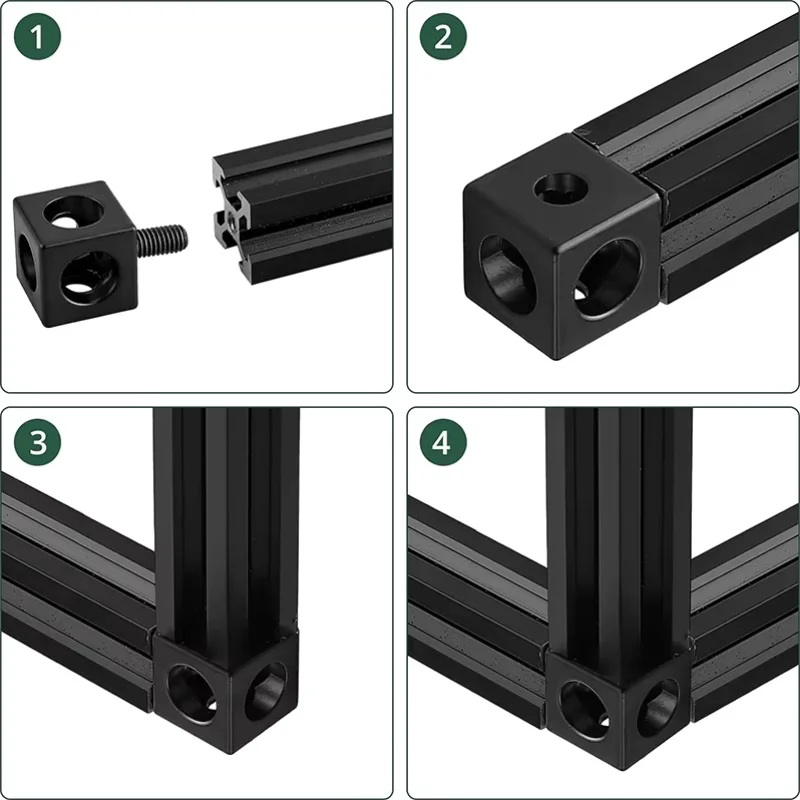 4pcs Aluminum V-Slot Block Cube Triangle Connector Black/Silver/Red 1515 2020 Series Frame Connector Bracket For 3D Printe