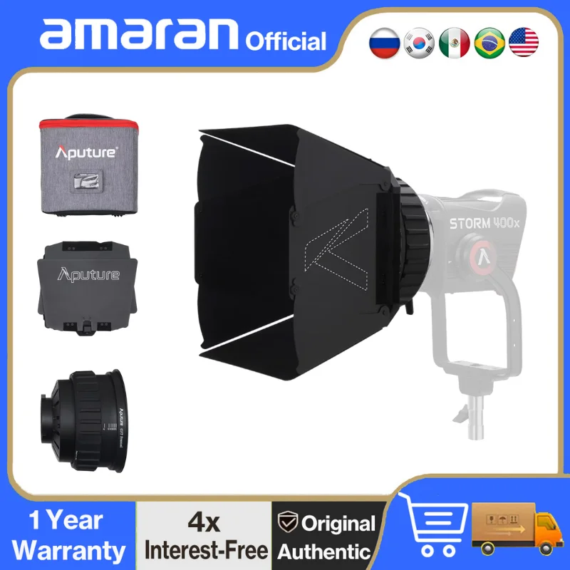 Kit Aputure CF7 Fresnel y Puertas de Granero de 7 pulgadas, Kit Fresnel Compacto con Montura Bowens para Storm 400x