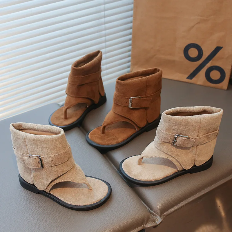 

Модные детские ретро-сандалии для девочек, обувь для выступлений на подиуме, плоские сандалии для принцесс, дышащие и стильные туфли для вечеринок