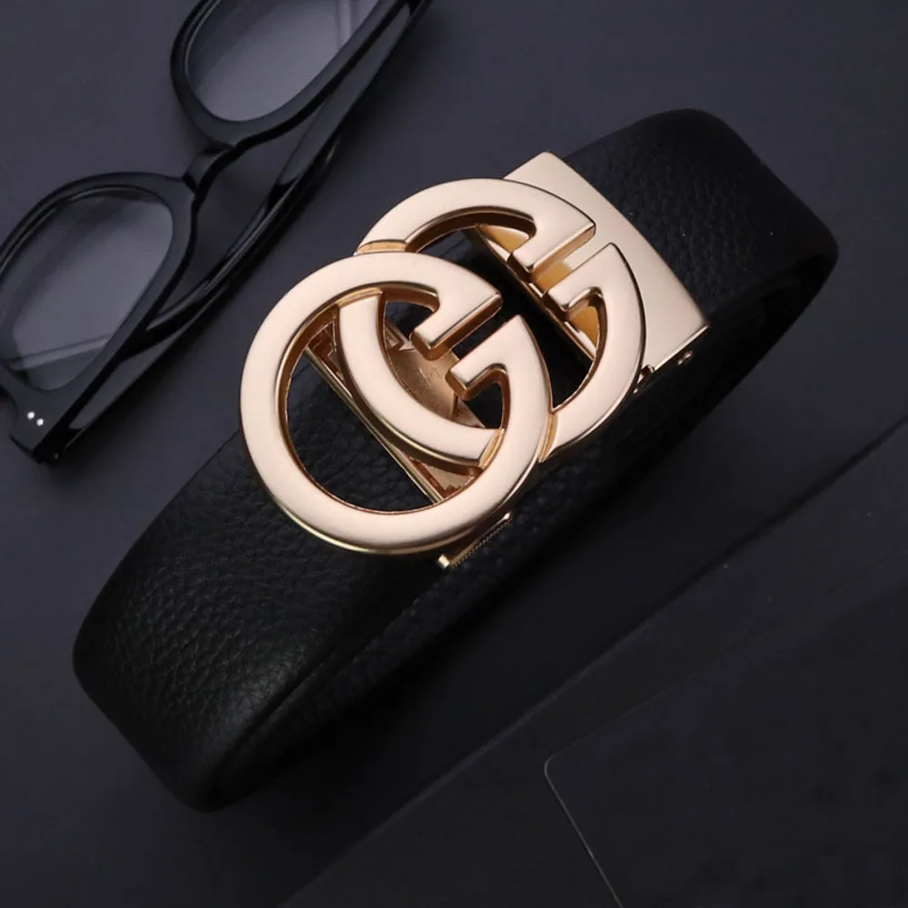 Business Men Belts Luxury Brand Famous Genuine Leather Male Belts for Women High Quality Designers Double G Buckle jeans Strap