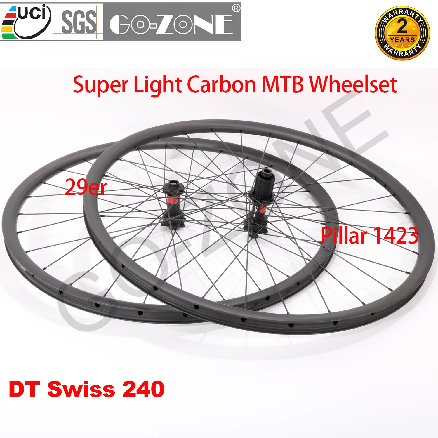 

29er Carbon MTB Wheels Super Light Ratchet System DT 240 Pillar 1423 Thru Axle / Quick Release / Boost MTB Wheelset 29