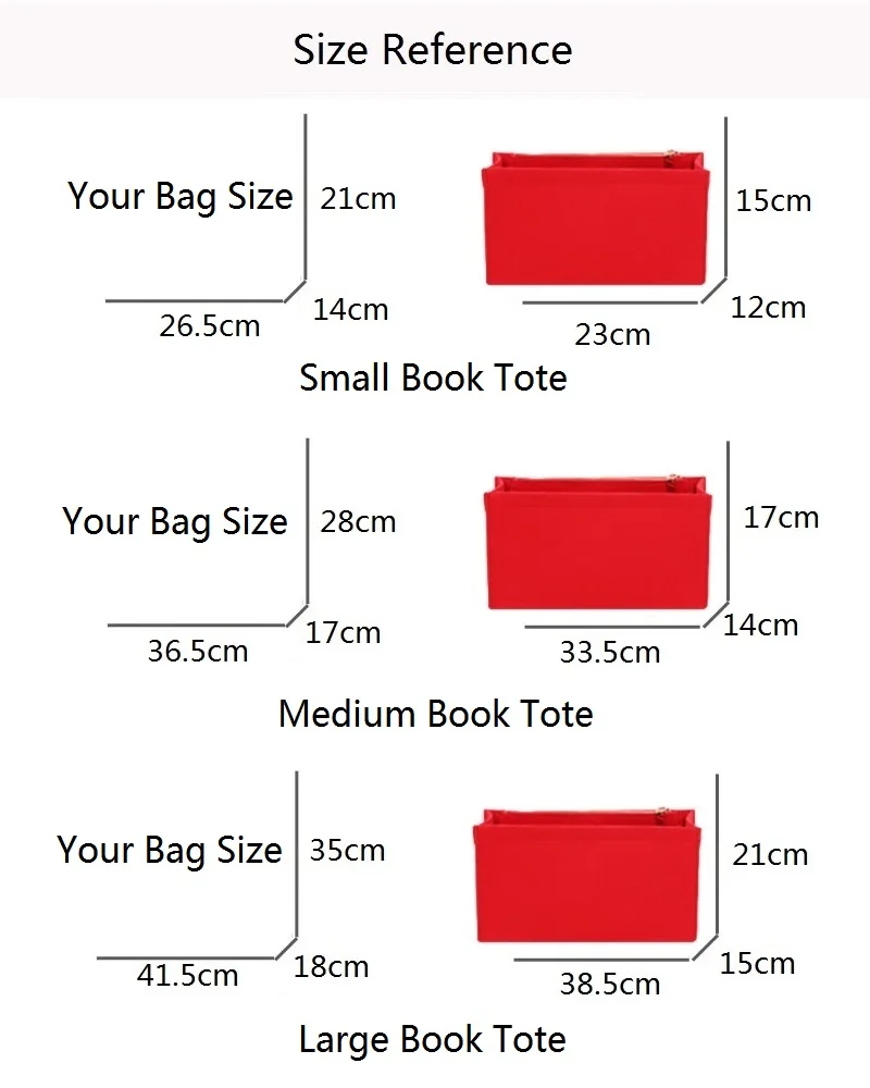 Fits For Book Tote Felt Insert Bag Organizer Women Handbag Makeup Cosmetic Bags Travel Inner Purse Storage Bag