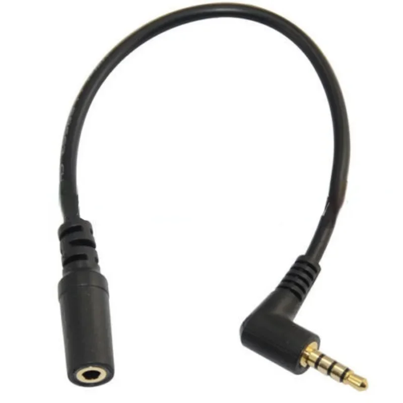 

20cm 90 Degree Right Angle 4 Pole TRRS 3.5mm Aux Audio Cable Extender Adapter M/F 3.5mm for PC OR Mic-earphone