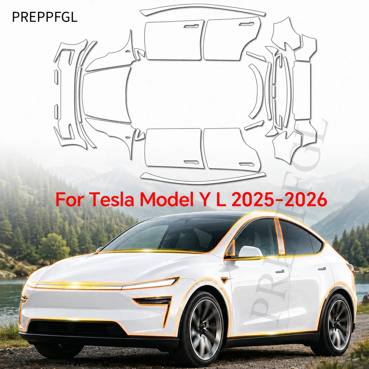 

For Tesla Model Y L 2025 2026 9Mil TPU Scratch Resistant Car Paint Protection Film Precut PPF Clear Bra Self-adhesive Repairable