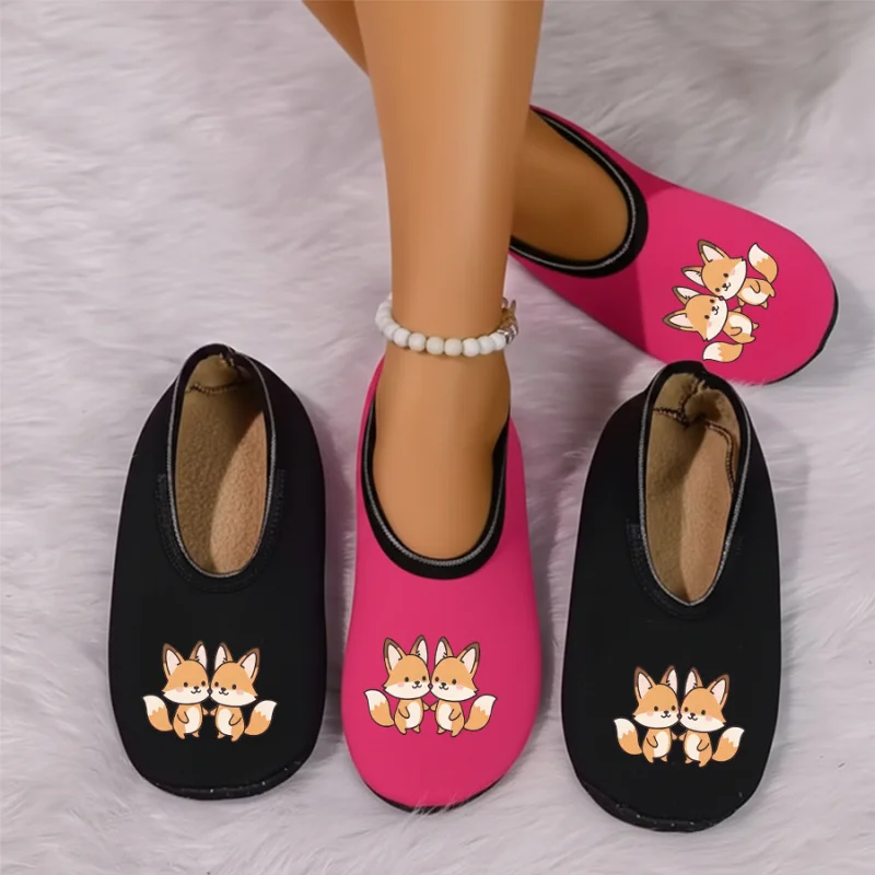 

Four season wearable couple cartoon bird print with thin velvet lining, breathable, high elasticity, anti slip floor slippers