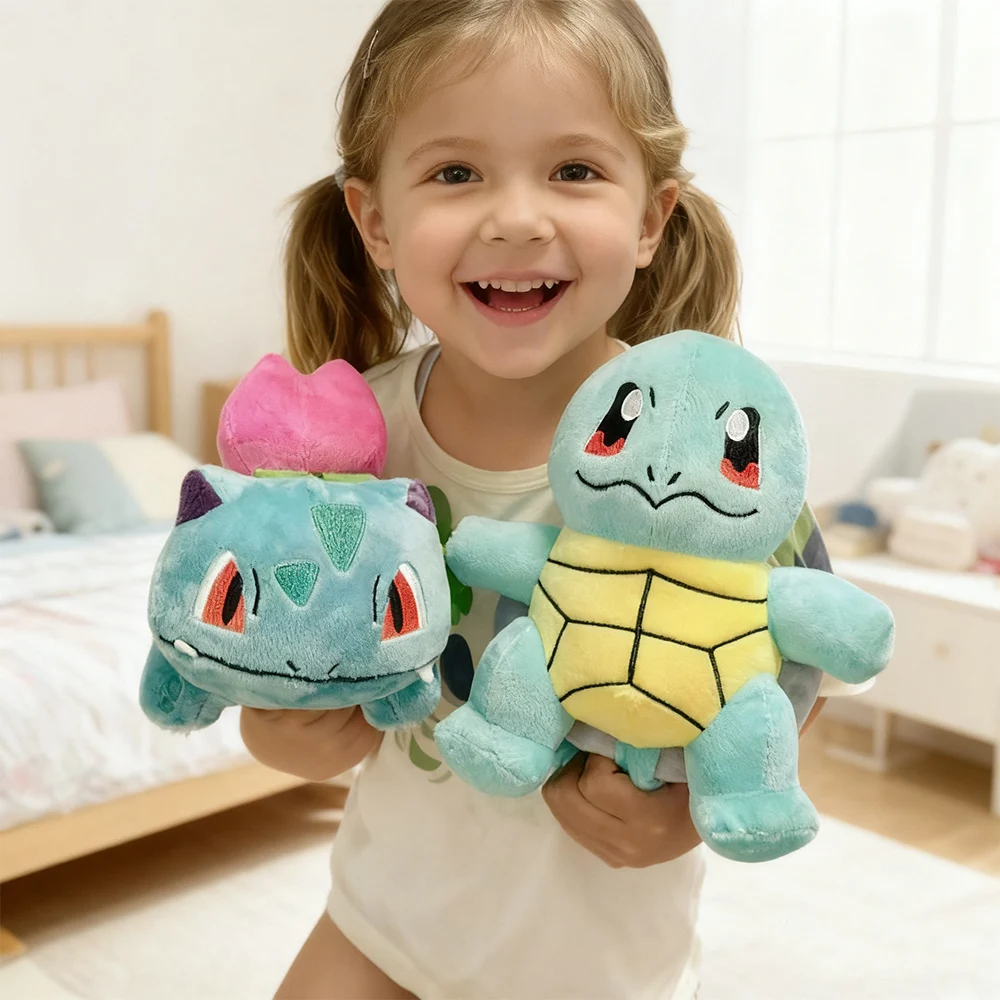 Brinquedos de pelúcia adorável pikachu hvysaur bulbasaur mew squirtle chikorita cyndaquil totodile uglybuff animais de pelúcia presentes para crianças