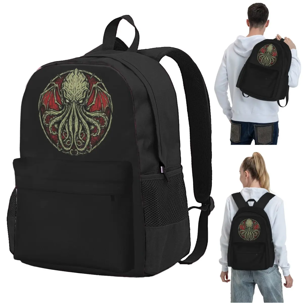 

Chtulhu 001 Backpack Student BookBag Kids School Bag Laptop Shoulder Bags for Men Women